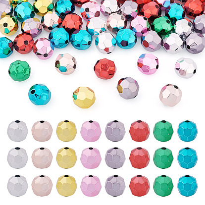 50 шт. непрозрачные акриловые бусины с покрытием, граненые, круглые
