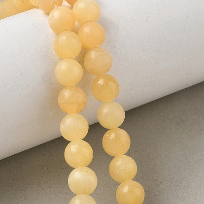 Cuentas de jade amarillo naturales hebras, redondo liso
