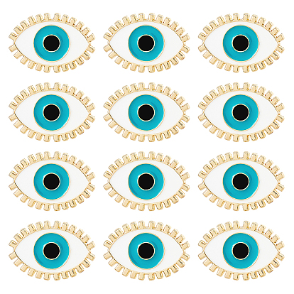 12Pcs Evil Eye Enamel Pin, Alloy Enamel Brooch for Backpack Clothing, Light Gold