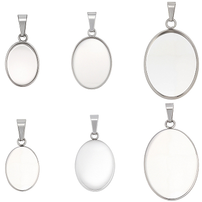 60шт 3 стили 304 настройки подвески из нержавеющей стали кабошон, овальные