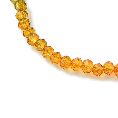 Faceted Rondelle Glass Beaded Necklace for Women, with Alloy Clasps