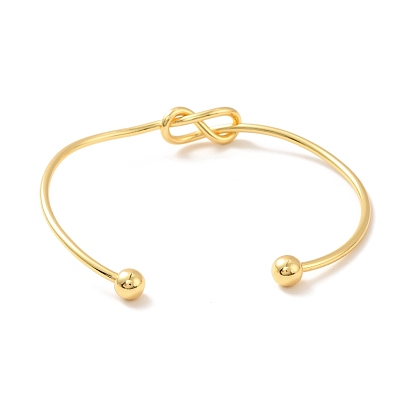 Rack Plating Brass Knot Open Cuff Bangle for Women, Cadmium Free & Lead Free & Nickle Free