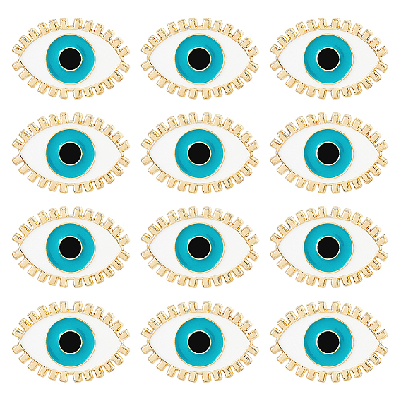 12Pcs Evil Eye Enamel Pin, Alloy Enamel Brooch for Backpack Clothing, Light Gold