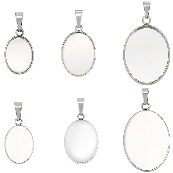 60шт 3 стили 304 настройки подвески из нержавеющей стали кабошон, овальные