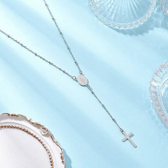 304 подвеска-крестик из нержавеющей стали с четками, не тускнеет