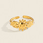 304 Stainless Steel Micro Pave Cubic Zirconia Cuff Open Rings for Women, Moon Sun