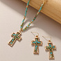 Ожерелья и серьги-подвески из цинкового сплава с крестом, золотые