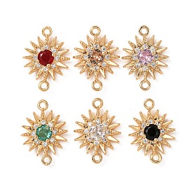 Латунные звенья с инкрустацией кубическим цирконием, подвески от солнца, реальный 18 k позолоченный