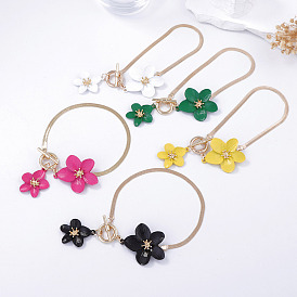 Сплав эмаль цветок подвеска латунная змея цепь браслеты для ног для женщин, золотые