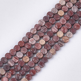 Natural Rhodonite Beads Strands, Faceted, Flat Round