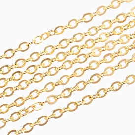 Brass Cable Chains, Soldered, Flat Oval