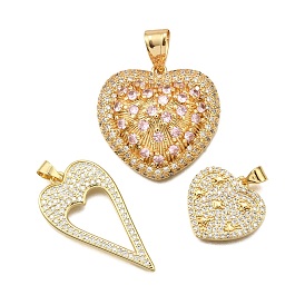 Латунные микро проложить кубического циркония подвески, сердце, стойки покрытие, долговечный, без свинца и без кадмия
