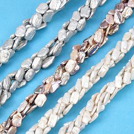 Natural Baroque Keshi Pearl Beaded Strands, Cultured Freshwater Pearl Beads, Rectangle