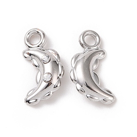 Alloy Charms, with Crystal Rhinestone, Crescent Moon