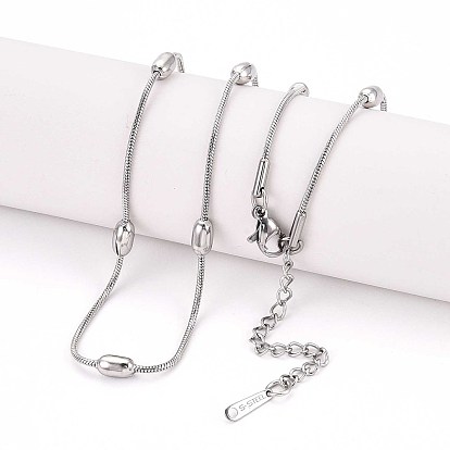 1.2мм 304 ожерелья из овальных бусин из нержавеющей стали в виде змеиной цепи