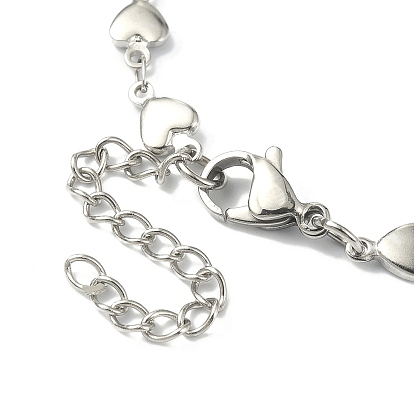 304 Stainless Steel Heart Link Chains, for Bracelet Making, with Lobster Claw Clasps & Chain Extenders