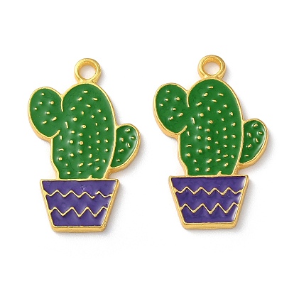Crémaillère placage pendentifs en émail d'alliage, sans cadmium et sans plomb, cactus, or