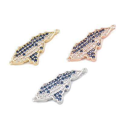 Eco-Friendly Brass Pendants, Micro Pave Cubic Zirconia Link Connectors, Long-Lasting, Clear & Blue