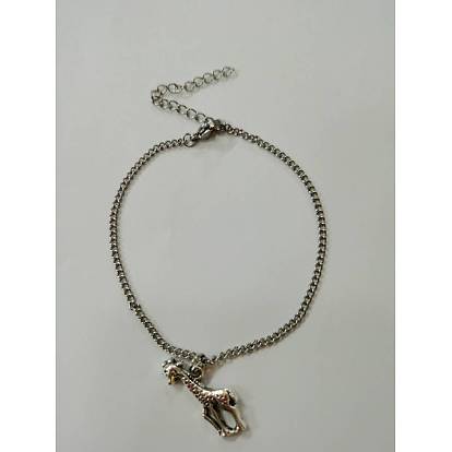 304 bracelets de charme d'acier inoxydable, avec pendentif en alliage, girafe