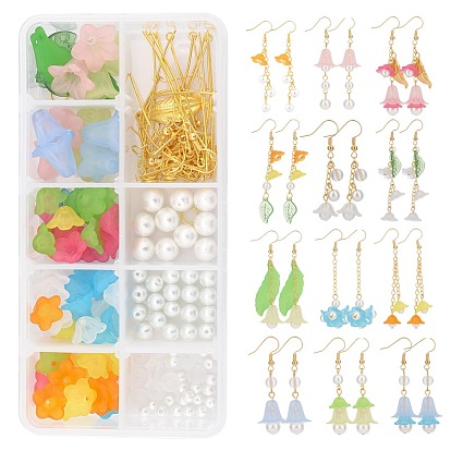 DIY-Sets zum Herstellen von baumelnden Blumenohrringen, inklusive Acryl & Glasperlen, Eisen Zwischenperlen, Messing Ohrhaken