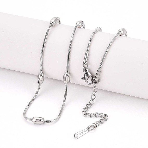 1.2мм 304 ожерелья из овальных бусин из нержавеющей стали в виде змеиной цепи