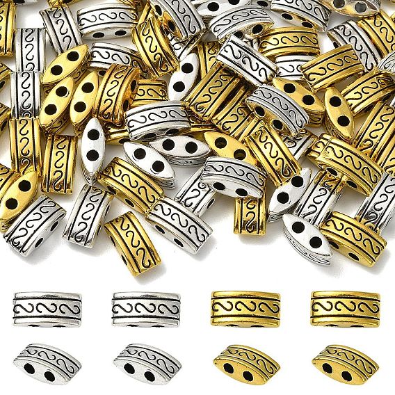 100 шт. 2 цвета многожильных звеньев в тибетском стиле, несущие бусины с двумя отверстиями, без кадмия, без никеля и без свинца, прямоугольные