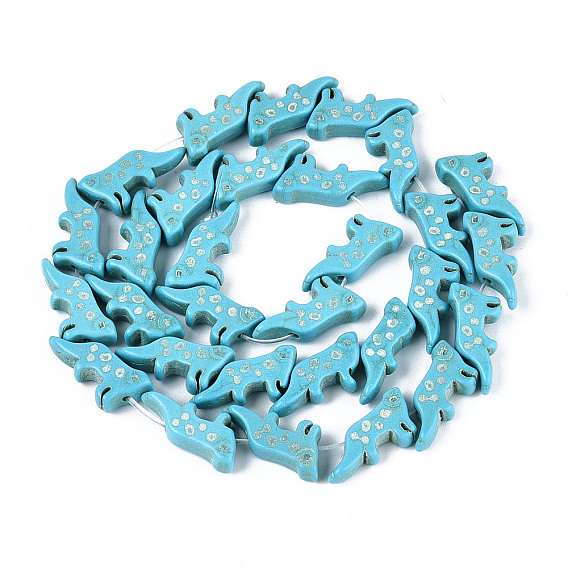 Окрашенные синтетические бирюзовые бусы нити, волк