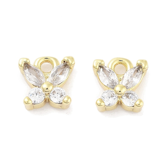 Латунные микропаве прозрачные подвески с фианитом, бабочка