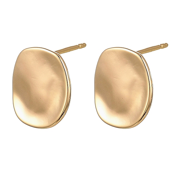SHEGRACE Brass Stud Earring Findings, Nuggets, with Loop, Cadmium Free & Lead Free & Nickel Free