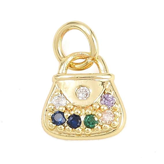 Латунные микропаве прозрачные кубические циркониевые подвески, подвески для сумочек, долговечный, стойки покрытие, без свинца и без кадмия, разноцветные