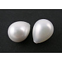 Shell Pearl Beads, Half Drilled, Grade A, Polished, White, Drop, 15x12mm, Hole: 1mm