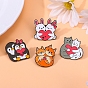 Valentine's Day Hugging Animal with Heart Enamel Pins, Alloy Brooches, Penguin/Cat/Fox