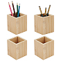 4Pcs Square Bamboo Pen Holders