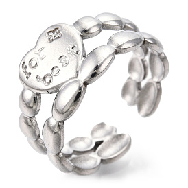 304 сердечные манжеты из нержавеющей стали, широкая полоса кольца, открытое кольцо для женщин и девочек, со словом лучший