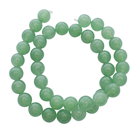 Крашеные натуральный нефрит бисер, подражать зеленый авантюрин, круглые, 6 мм, отверстие : 0.8 мм, около 64 шт / нитка, 15 дюйм