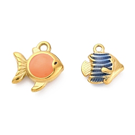 304 нержавеющей стальной эмали подвески, ионное покрытие (ip), реальный 18 k позолоченный, рыба