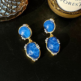 Creative design blue ocean earrings fashion exaggerated personality niche earrings