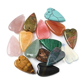 Подвески в форме сердца из смешанных натуральных и синтетических камней, смешанные окрашенные и неокрашенные