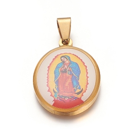 Thème de la religion, Pendentifs en acier inoxydable, avec l'émail, ovale avec la Vierge Marie