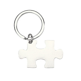 304 porte-clés pendentif en acier inoxydable, puzzle