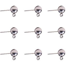 304 Stainless Steel Stud Earring Findings, with Loop