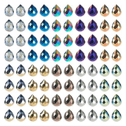 150 шт 10 цвета гальванические стеклянные бусины, слеза, Топ пробуренной, граненые
