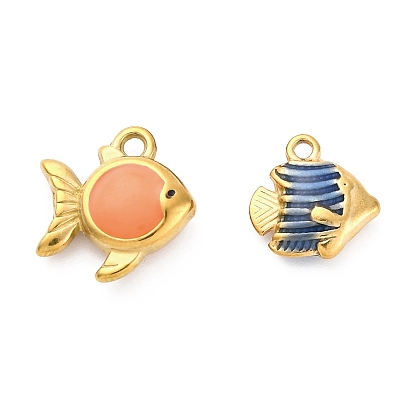 304 нержавеющей стальной эмали подвески, ионное покрытие (ip), реальный 18 k позолоченный, рыба