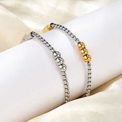 304 браслеты из нержавеющей стали с шариковой цепочкой для женщин и мужчин, ионное покрытие (ip), с магнитной застежкой