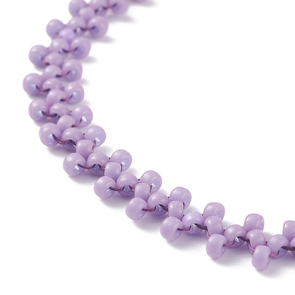 7Pcs 7 Color Japanese Rocailles Seed Beaded Anklets Set, Wire Wrapped Jewelry for Women