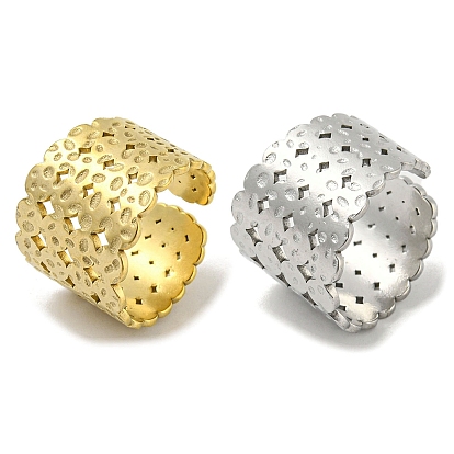 304 Stainless Steel Wide Band Ring, Flat Round Open Cuff Ring