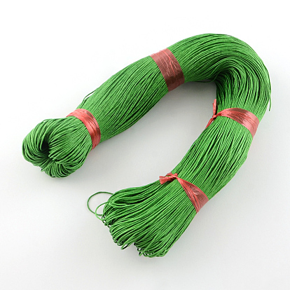 Chinese Waxed Cotton Cord, Medium Sea Green, 1mm, about 382.76 yards(350m)/bundle