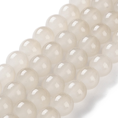 Baking Paint Imitation Jade Glass Round Bead Strands