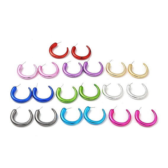 Horn Acrylic Stud Earrings, Half Hoop Earrings with 316 Surgical Stainless Steel Pins