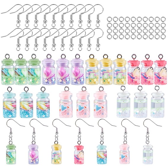 DIY Bottle Shape Dangle Earring Making Kits, include Plastic Pendants, Brass Earring Hooks & Jump Rings